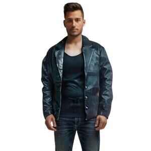 Wilsons Leather Vintage Black Reptile Snake Print Leather Jacket Mens Medium